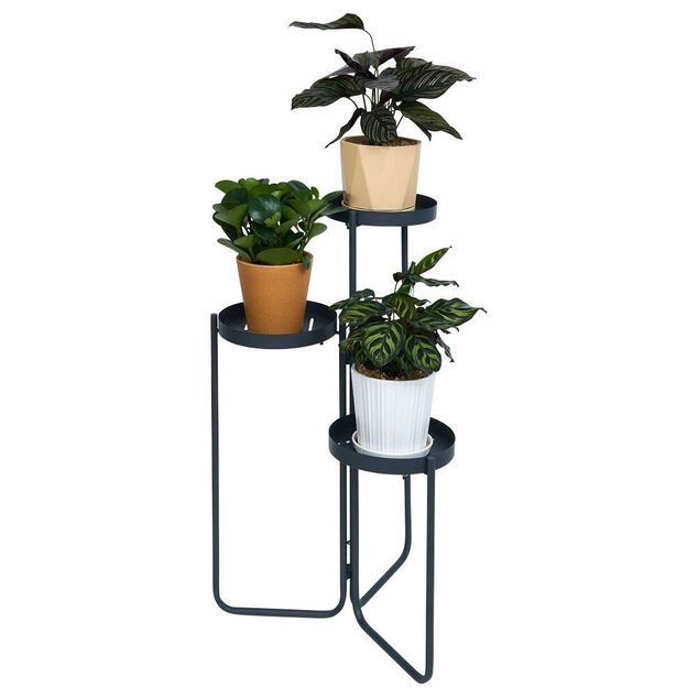 Porte plante 3 niveaux gris anthracite H70cm