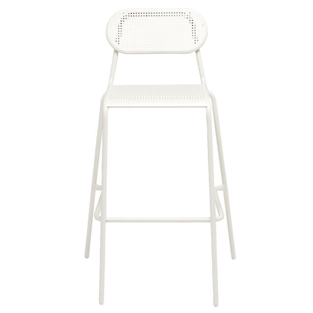 Chaise haute Faro acier perfor&eacute; gris 55xP59xH105cm