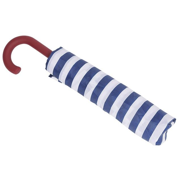 Parapluie canne &agrave; rayures bleues et blanches