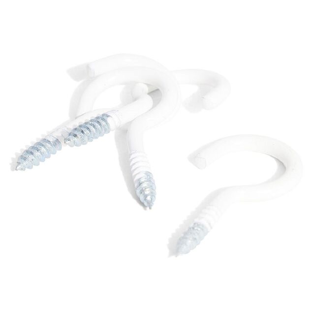 8 crochets ouverts en acier plastifié blanc - 4x30 mm