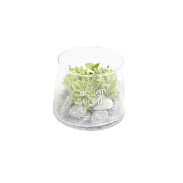 Plante artificielle grasse en pot rond 9,8xH8,2cm