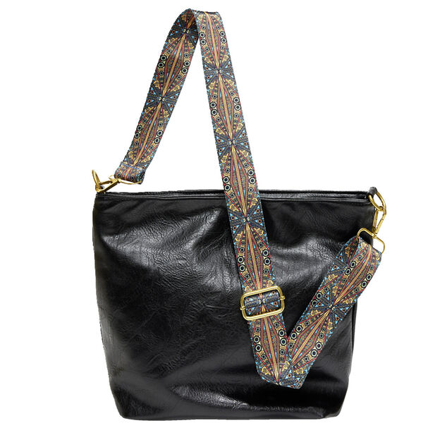 Sac &agrave; main femme fourre-tout anse ethnique amovible 32x10xH25cm - 3 mod&egrave;les