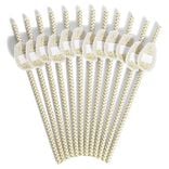 Paille personnalisable étiquette pomme de pin blanc et camel x12