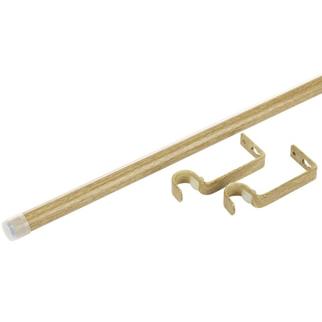 Kit tringle extensible clip'n'go aluminium effet bois L120-210cm