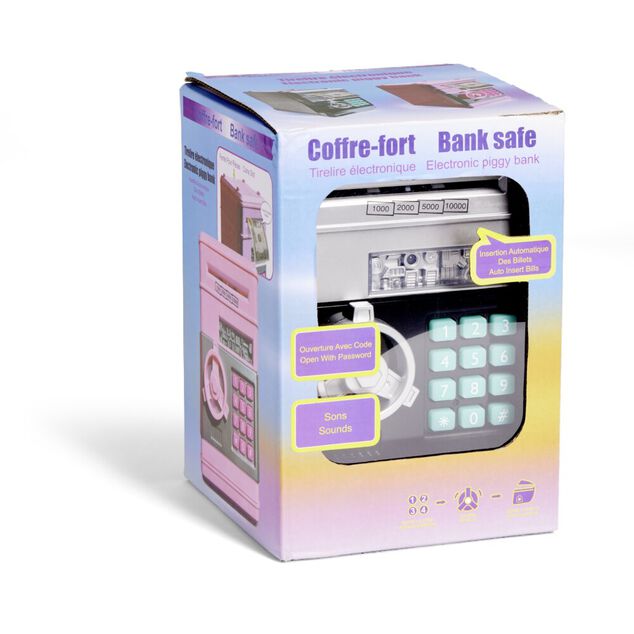 Tirelire coffre-fort 13,5x13,5xH19,5cm