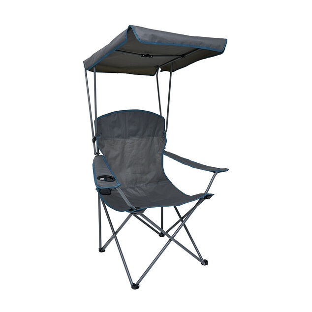 Fauteuil de camping assise large avec parasol amovible gris