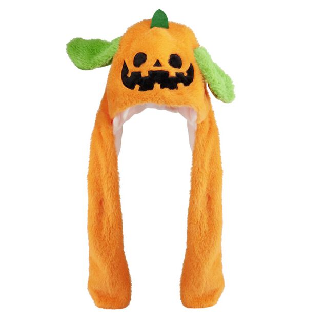 Bonnet Halloween citrouille avec oreilles qui se l&egrave;vent L50cm