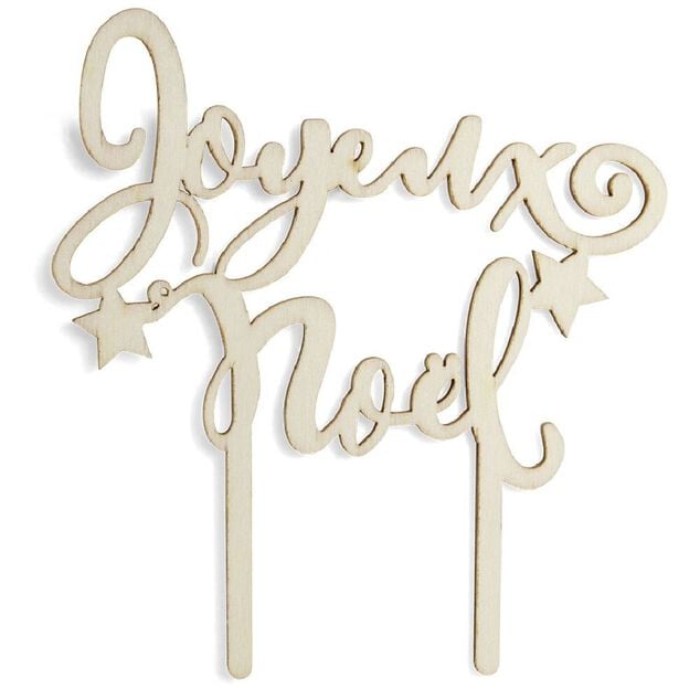 D&eacute;coration pour g&acirc;teau de No&euml;l en bois (4 mod&egrave;les)