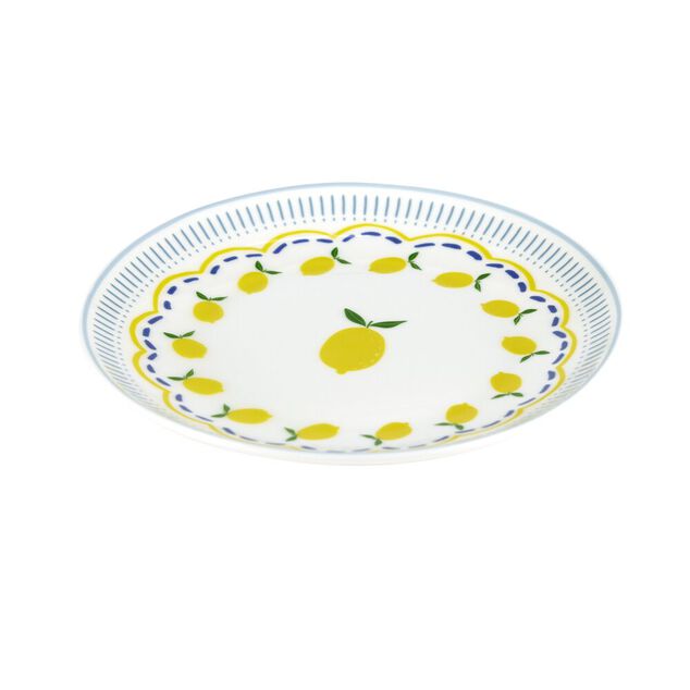 Assiette plate ronde x4 porcelaine motif agrume &Oslash;15cm (2 mod&egrave;les)