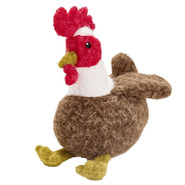 Jouet pour chien peluche fibre poule marron L28cm