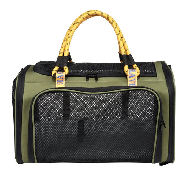 Pani&egrave;re de transport pour animaux plastique souple vert 45x30xH30cm