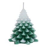 Bougie sapin No&euml;l vert et blanc &Oslash;7xH9cm