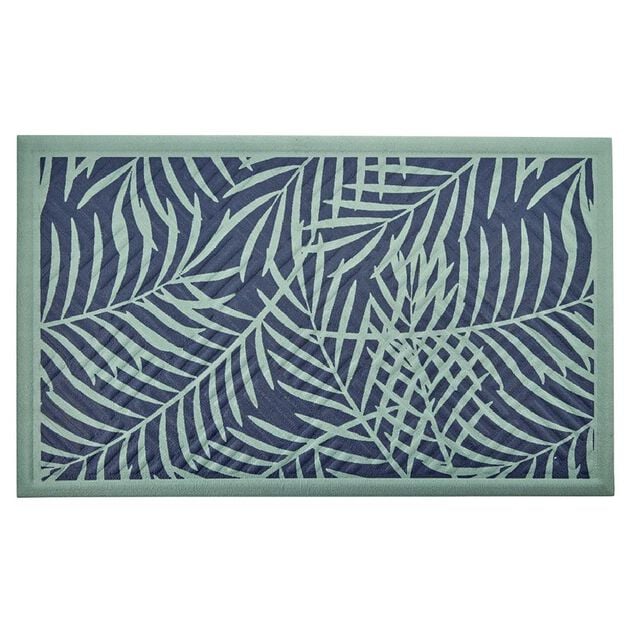 Tapis d'ext&eacute;rieur imprim&eacute; feuillage vert et bleu 75x45 cm