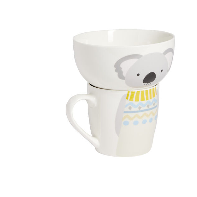 Ensemble bol et mug en porcelaine motif enfant motif koala H15cm