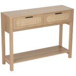 Console en bois et rotin Kanna 2 tiroirs 100x30xH75cm