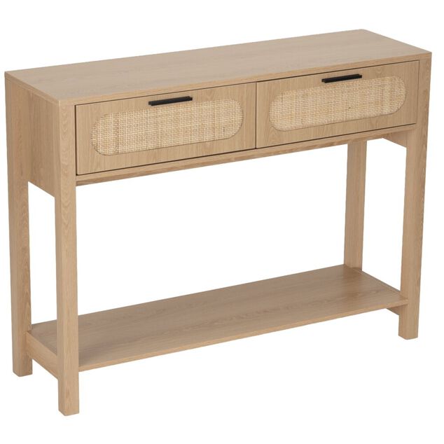 Console en bois et rotin Kanna 2 tiroirs 100x30xH75cm