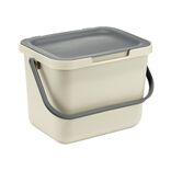 Poubelle &agrave; compost 6L plastique gris et beige 25,5x19xH18,5cm