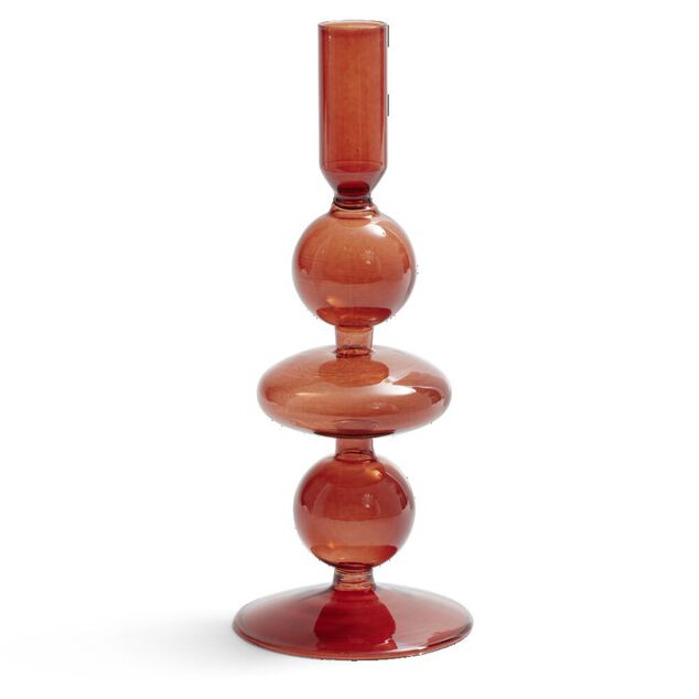 Bougeoir chandelier verre ambre &Oslash;8,7xH21,5cm