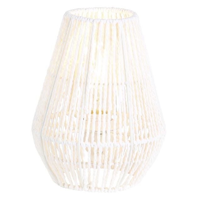 Lampe de chevet avec abat jour en cordage imitation jute blanc