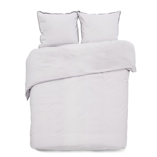 Parure de lit 2 personnes 240x220cm r&eacute;versible gris uni