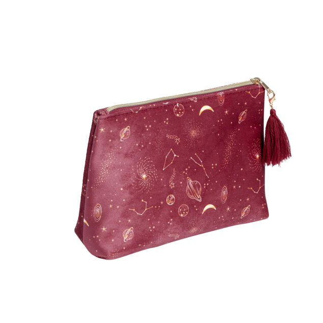 Pochette velours motif cosmic astro 21x7,5xH15,5cm - 2 mod&egrave;les bleu ou rouge