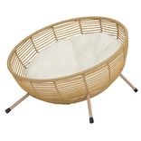 Couchage chat panier rond fa&ccedil;on tress&eacute; avec coussin beige &Oslash;50xH37cm