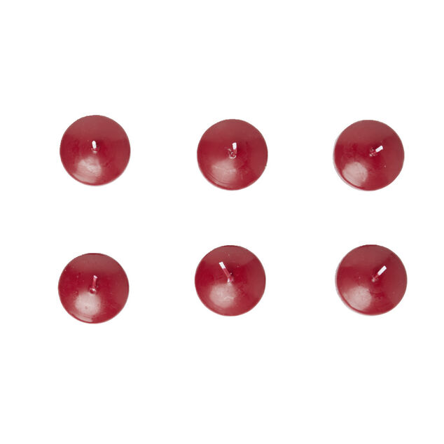 Lot de 6 bougies flottantes cire rouge &Oslash;4,5cm