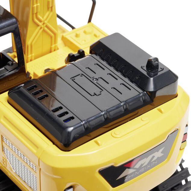 Pelleteuse radiocommandée plastique jaune et noir 32x12xH18cm