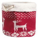 Pani&egrave;re de rangement style chaussette de No&euml;l rouge et blanc &Oslash;35xH35cm