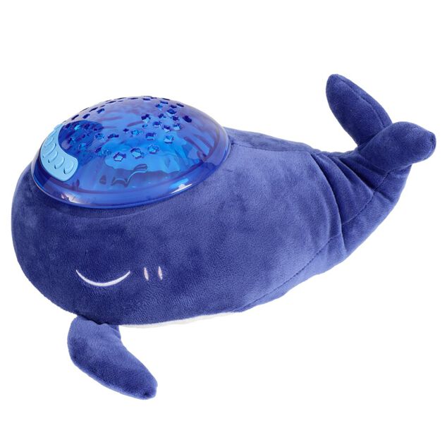 Peluche projecteur veilleuse lumineuse baleine polyester bleu 26,5x25,5xH16cm
