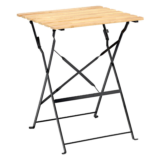 Table de jardin d'appoint pliante Bali m&eacute;tal et bois 55x54xH70cm