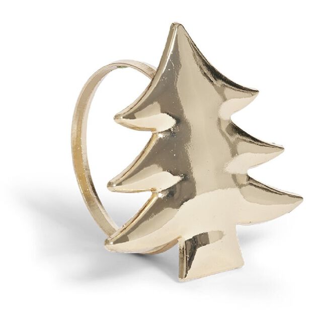 Rond serviette sapin m&eacute;tal rose x4