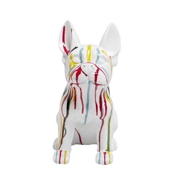 Bulldog d&eacute;coratif grand mod&egrave;le plastique blanc