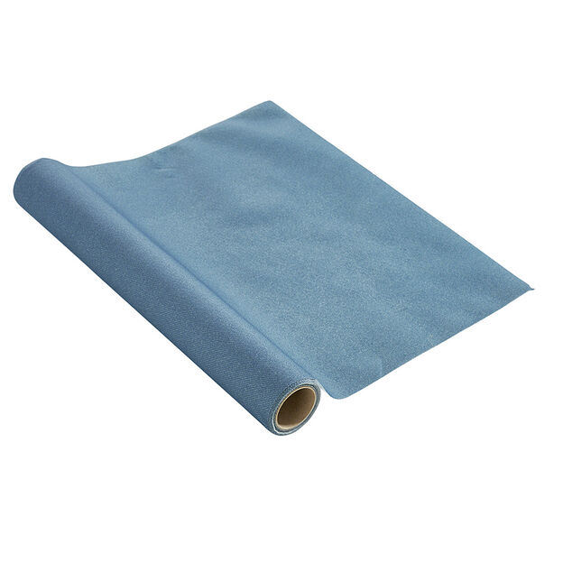 Chemin de table bleu canard effet tissu papier voie sèche 4,8 m