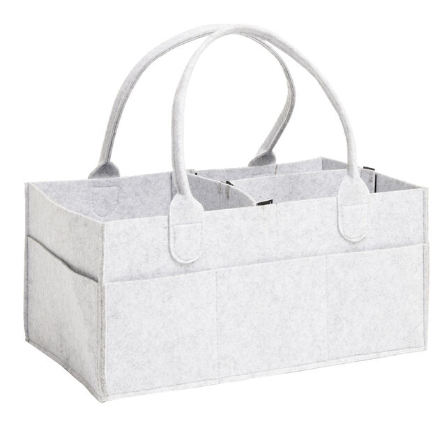 Sac de rangement 11 compartiments feutrine grise 39x23xH18cm