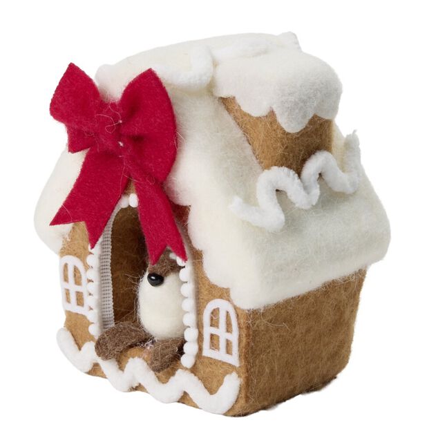 Maison de No&euml;l d&eacute;corative en feutrine H16cm (2 mod&egrave;les)