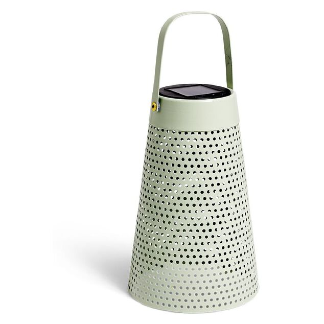Lampe nomade solaire Faro m&eacute;tal perfor&eacute; vert &Oslash;12,8xH20cm