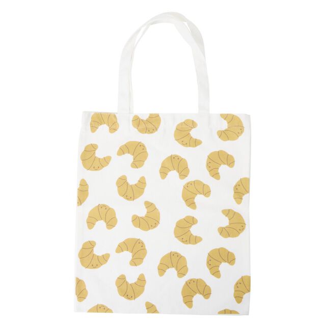 Tote bag polycoton motif d&eacute;jeuner 36x42cm (2 mod&egrave;les coffee ou croissant)