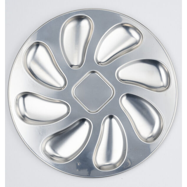Service &agrave; huitres en inox 13 pi&egrave;ces avec couteau/fourchettes/assiettes
