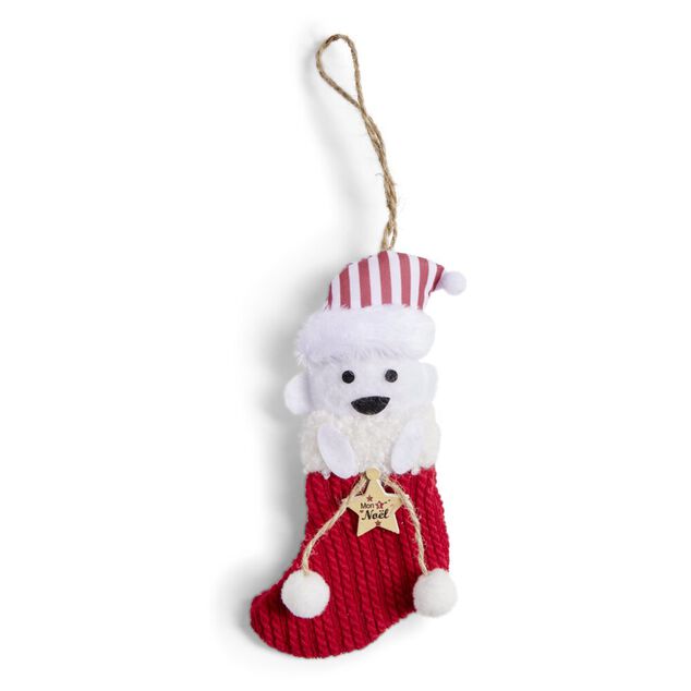 Chaussette &agrave; suspendre ourson "Mon 1er No&euml;l" 7,5x15cm