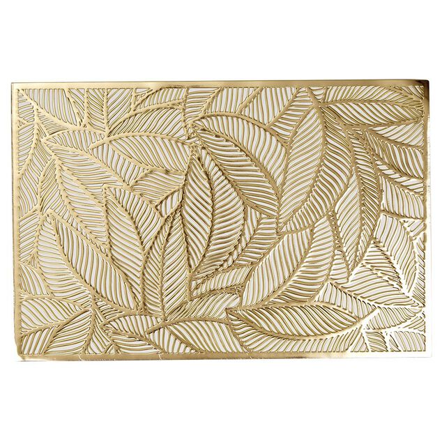 Set de table rectangulaire plastique feuillage ajour&eacute; dor&eacute;