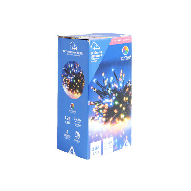Guirlande lumineuse ext&eacute;rieur &agrave; piles 192LED multicolores 14,3m