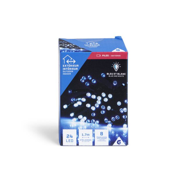 Guirlande lumineuse extérieure 24LED bleu et blanc 1,7m