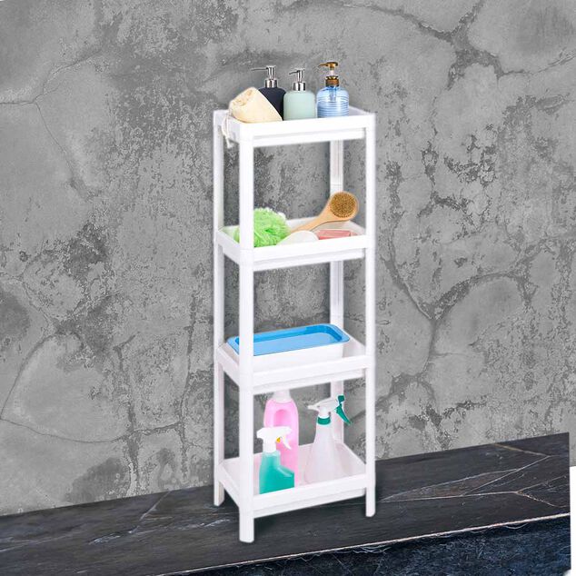 &Eacute;tag&egrave;re salle de bain 4 niveaux blanc