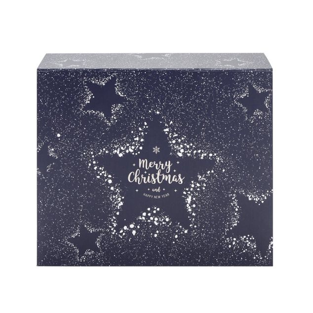Bo&icirc;te cadeau No&euml;l pliable fermeture magn&eacute;tique Merry Christmas bleu 30x35cm