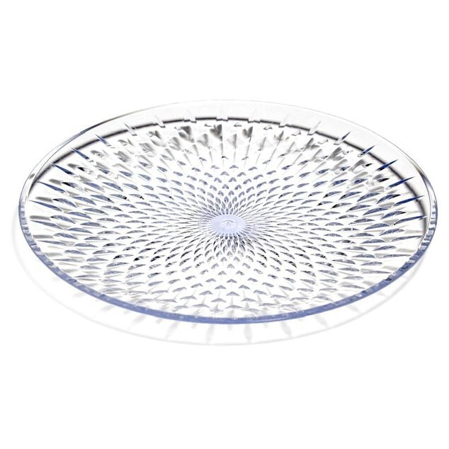 Assiette &agrave; dessert plastique transparent effet martel&eacute; &Oslash;20cm