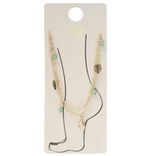 Cha&icirc;ne &agrave; 2 rangs pendentifs feuille de monstera et perles