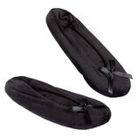 Chaussons ballerines fourr&eacute;s femme uni noir