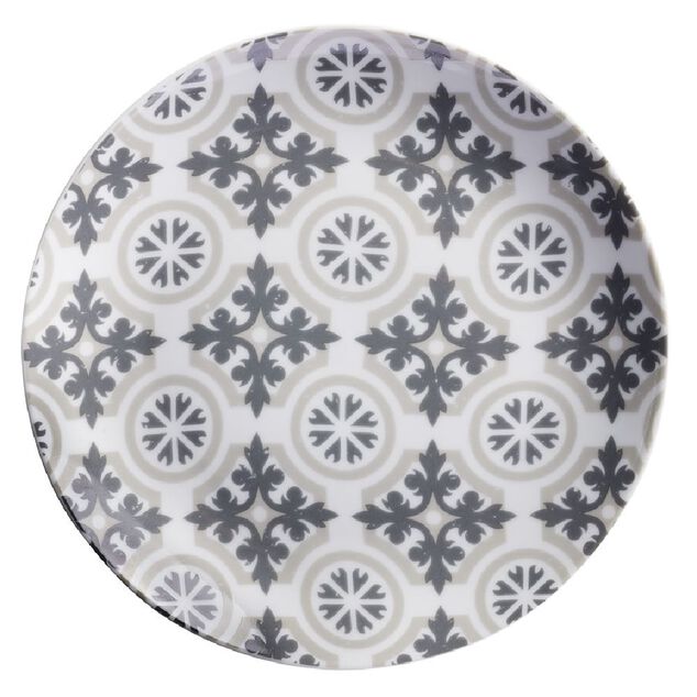 Assiette &agrave; dessert carreau de ciment gris &Oslash;19cm