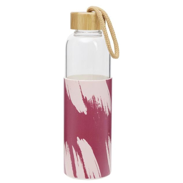 Bouteille en verre avec &eacute;tui silicone antid&eacute;rapant 550ml &Oslash;6,6xH24cm